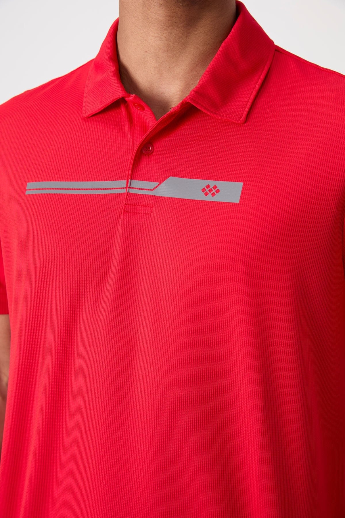polyester nefes alan dokulu ince esnek standart fit polo yaka erkek performans t-shirt - 88393 - Justyol