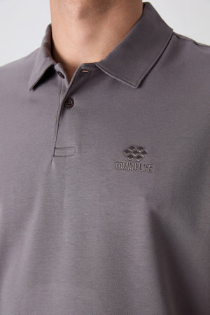 pamuklu kalin yumuşak dokulu standart fit basic polo yaka erkek t-shirt - 88348 - Justyol