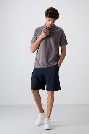 pamuklu kalin yumuşak dokulu standart fit basic polo yaka erkek t-shirt - 88348 - Justyol