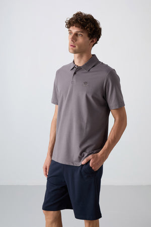 pamuklu kalin yumuşak dokulu standart fit basic polo yaka erkek t-shirt - 88348 - Justyol