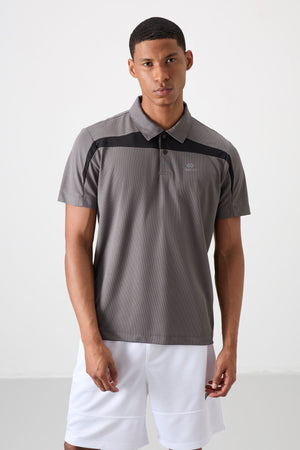 polyester nefes alan dokulu ince esnek standart fit polo yaka erkek performans t-shirt - 88392 - Justyol