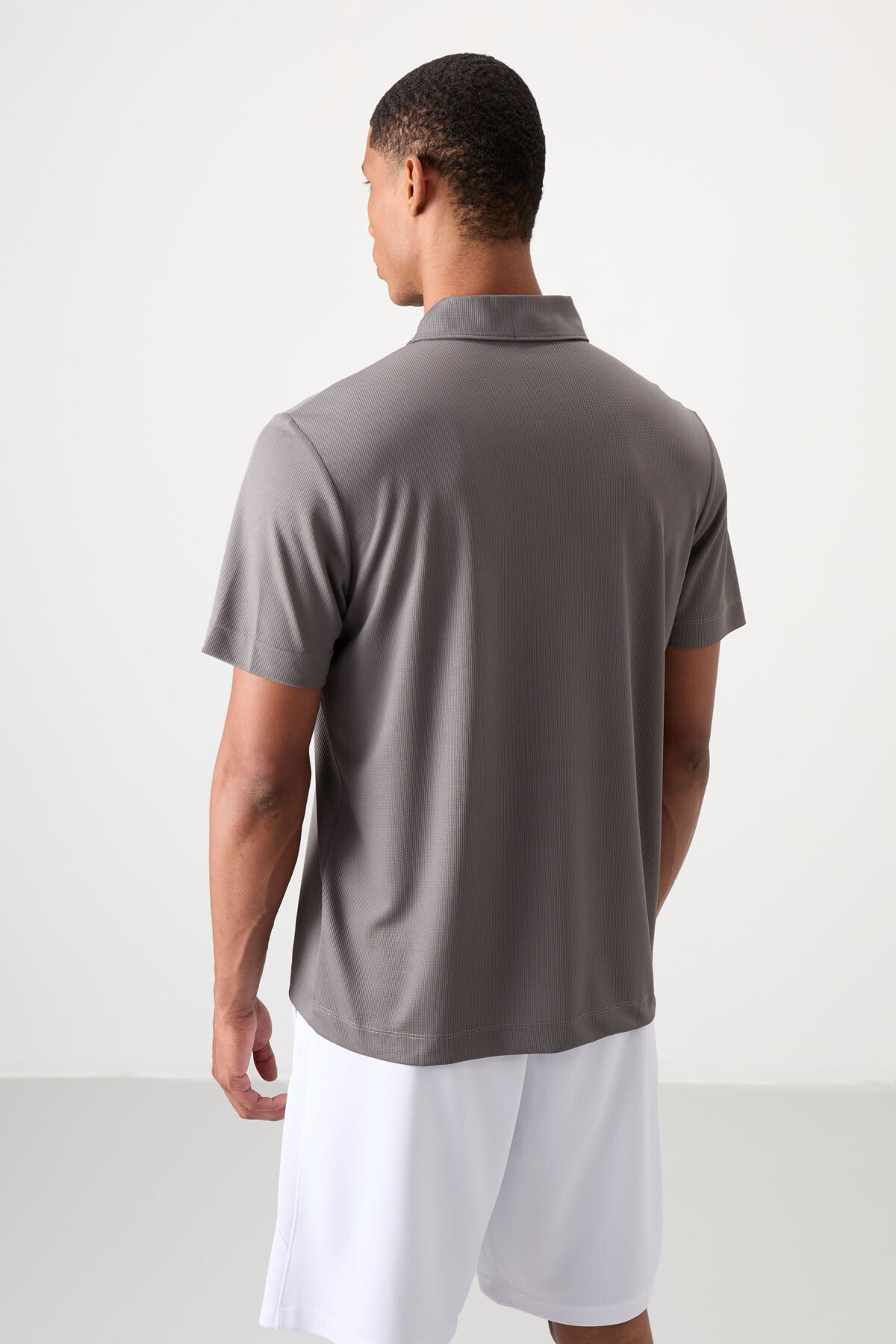 polyester nefes alan dokulu ince esnek standart fit polo yaka erkek performans t-shirt - 88393 - Justyol