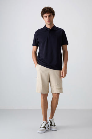 pamuklu kalin yumuşak dokulu standart fit basic polo yaka erkek t-shirt - 88348 - Justyol