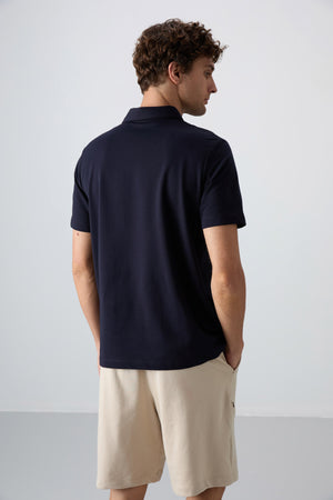 pamuklu kalin yumuşak dokulu standart fit basic polo yaka erkek t-shirt - 88348 - Justyol