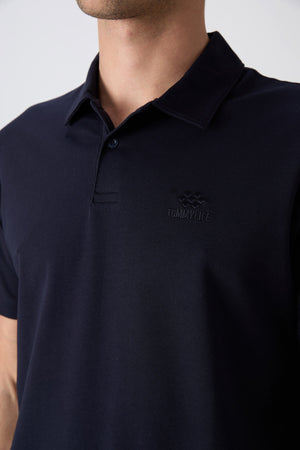 pamuklu kalin yumuşak dokulu standart fit basic polo yaka erkek t-shirt - 88348 - Justyol