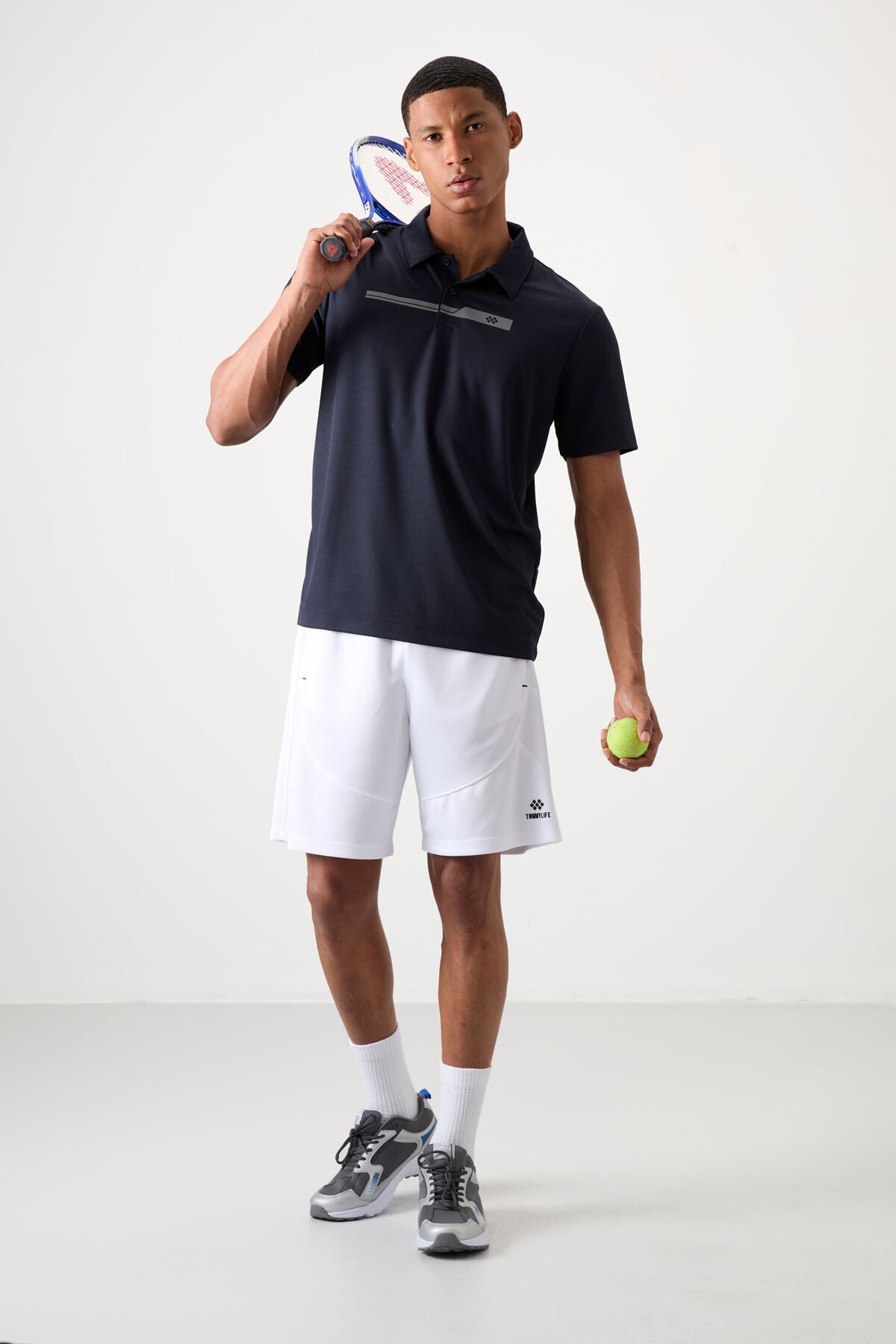 polyester nefes alan dokulu ince esnek standart fit polo yaka erkek performans t-shirt - 88393 - Justyol