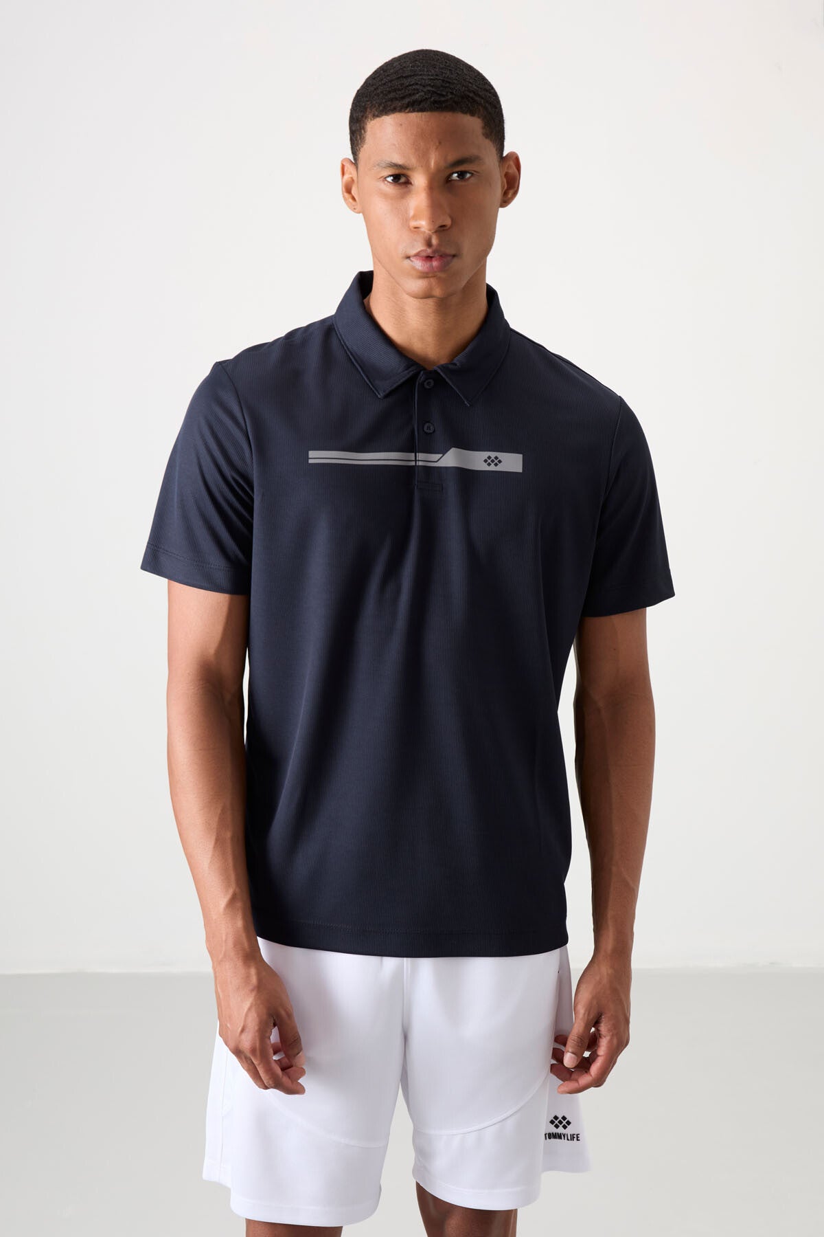 polyester nefes alan dokulu ince esnek standart fit polo yaka erkek performans t-shirt - 88393 - Justyol