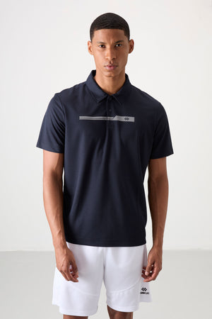polyester nefes alan dokulu ince esnek standart fit polo yaka erkek performans t-shirt - 88393 - Justyol