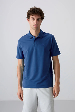 basic logolu standart kalip triko polo yaka erkek t-shirt - 87748 - Justyol
