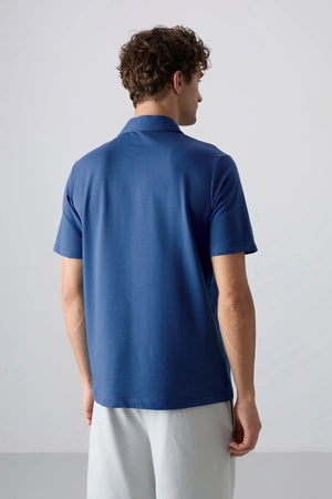 basic logolu standart kalip triko polo yaka erkek t-shirt - 87748 - Justyol