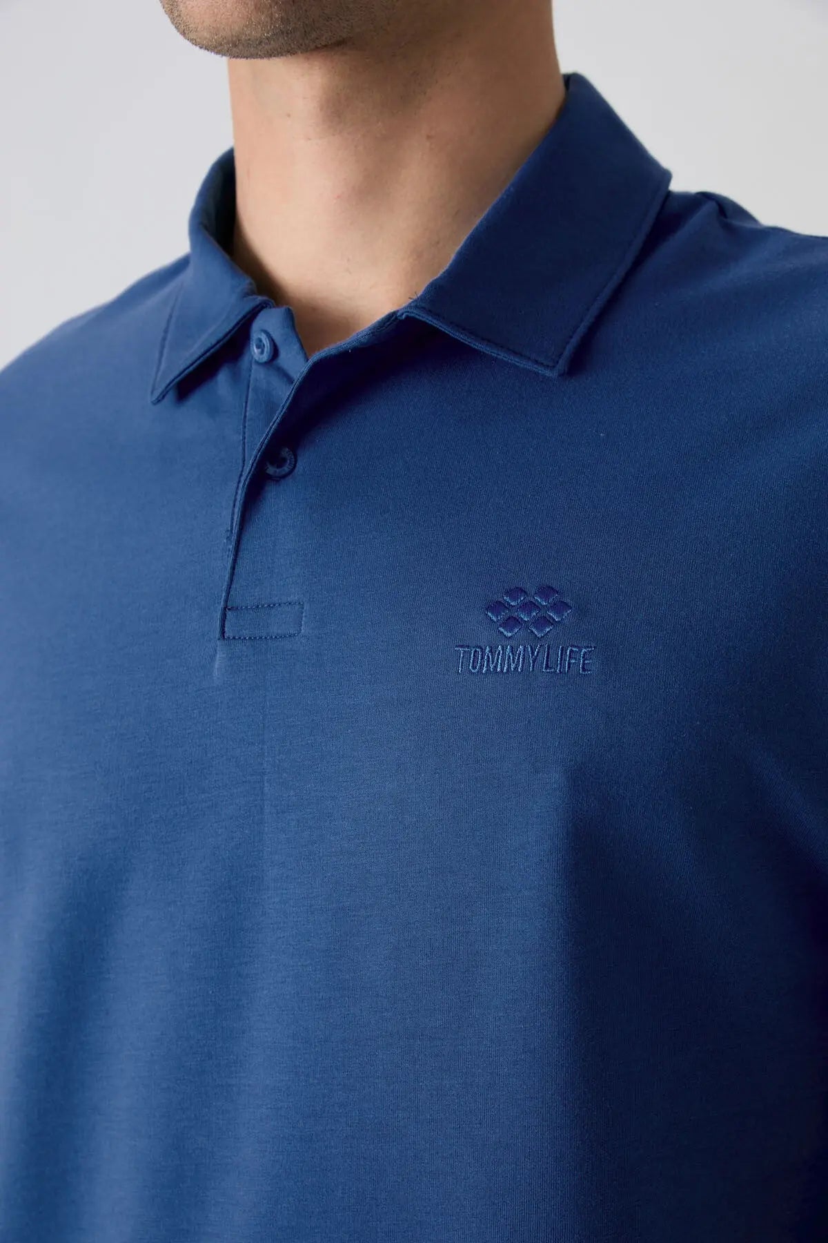 basic logolu standart kalip triko polo yaka erkek t-shirt - 87748 - Justyol