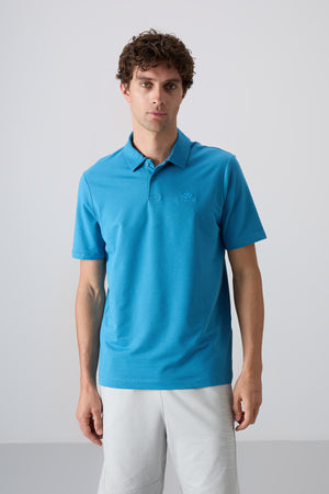 pamuklu kalin yumuşak dokulu standart fit basic polo yaka erkek t-shirt - 88348 - Justyol