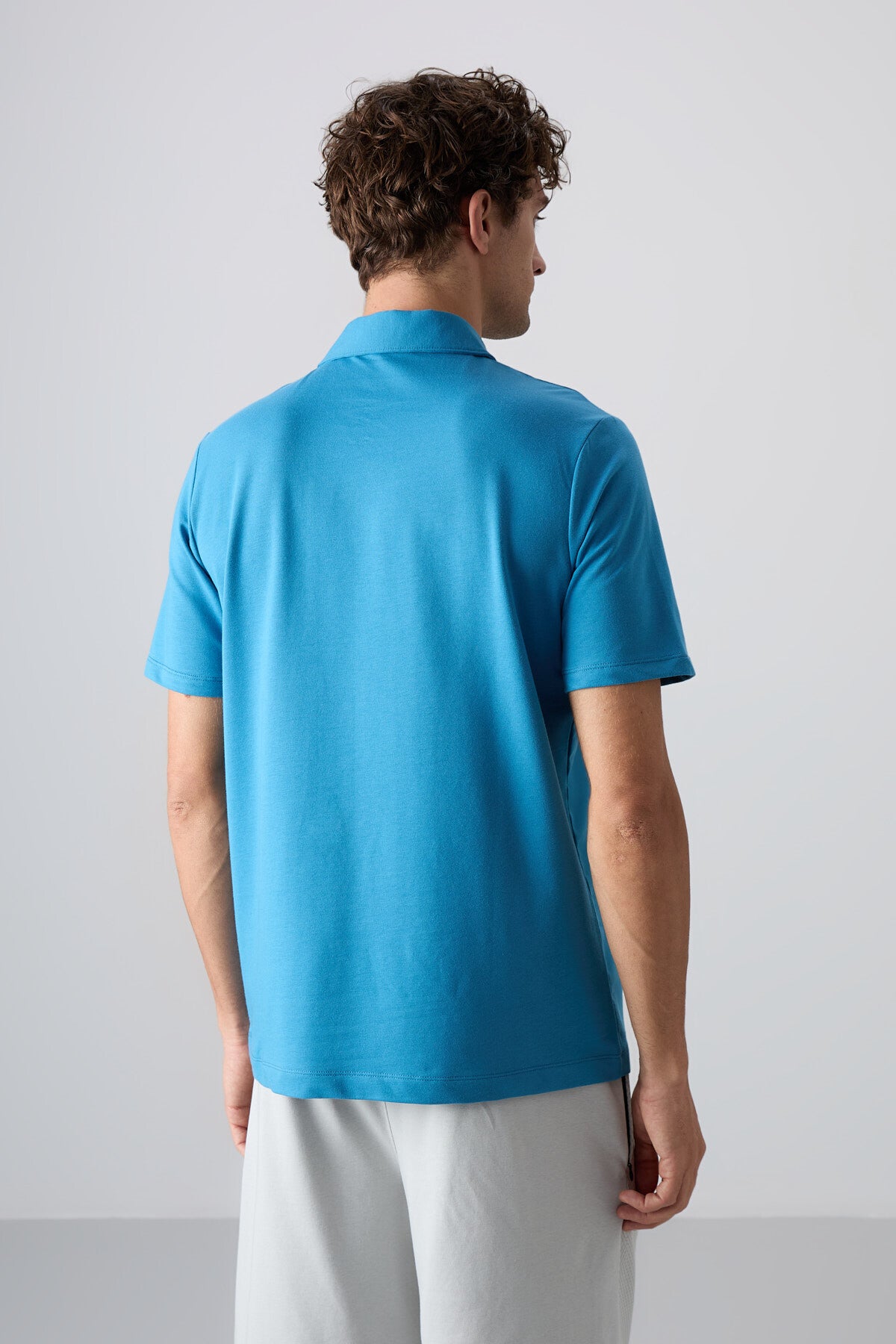 pamuklu kalin yumuşak dokulu standart fit basic polo yaka erkek t-shirt - 88348 - Justyol