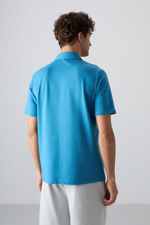 pamuklu kalin yumuşak dokulu standart fit basic polo yaka erkek t-shirt - 88348 - Justyol