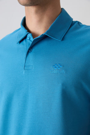 pamuklu kalin yumuşak dokulu standart fit basic polo yaka erkek t-shirt - 88348 - Justyol