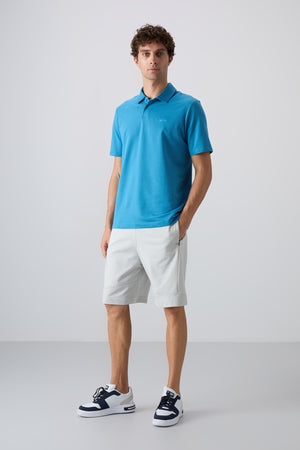 pamuklu kalin yumuşak dokulu standart fit basic polo yaka erkek t-shirt - 88348 - Justyol