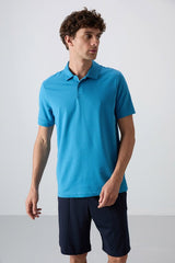 pamuklu kalin yumuşak dokulu standart fit basic polo yaka erkek t-shirt - 88351 - Justyol