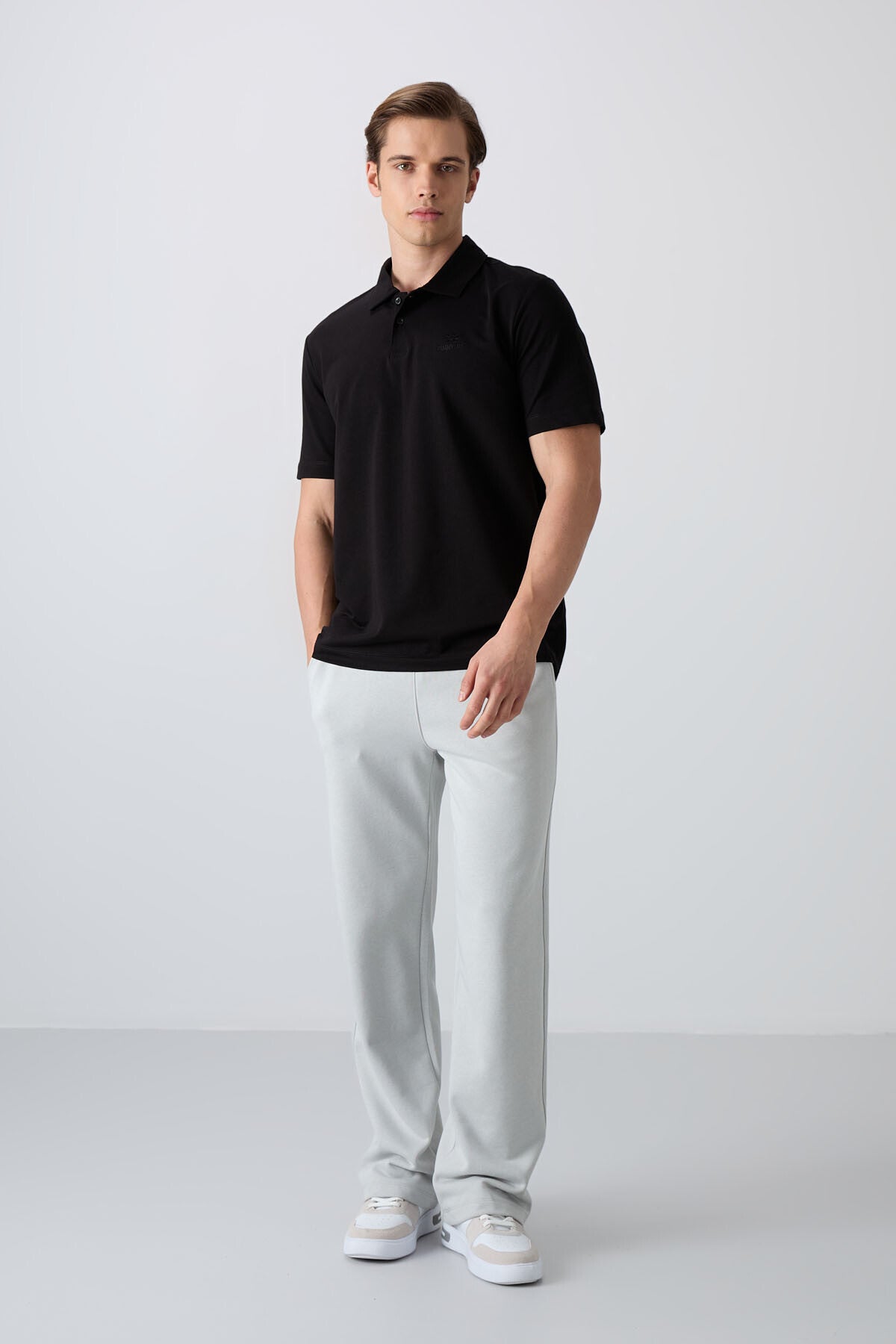 pamuklu kalin yumuşak dokulu standart fit basic polo yaka erkek t-shirt - 88348 - Justyol