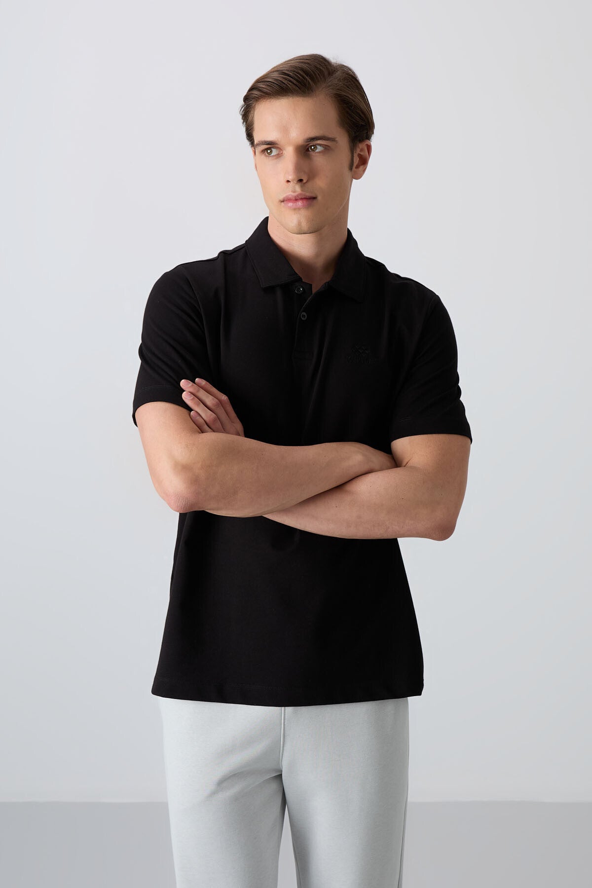 pamuklu kalin yumuşak dokulu standart fit basic polo yaka erkek t-shirt - 88348 - Justyol