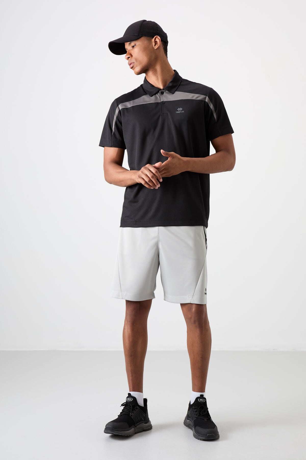 polyester nefes alan dokulu ince esnek standart fit polo yaka erkek performans t-shirt - 88392 - Justyol