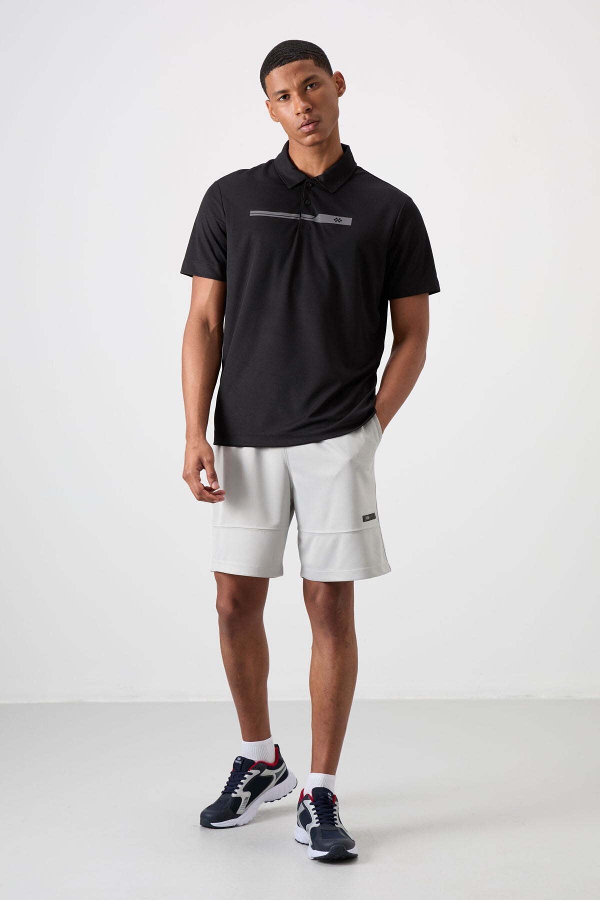 polyester nefes alan dokulu ince esnek standart fit polo yaka erkek performans t-shirt - 88393 - Justyol