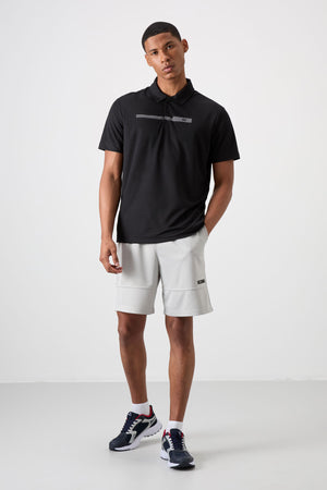 polyester nefes alan dokulu ince esnek standart fit polo yaka erkek performans t-shirt - 88393 - Justyol