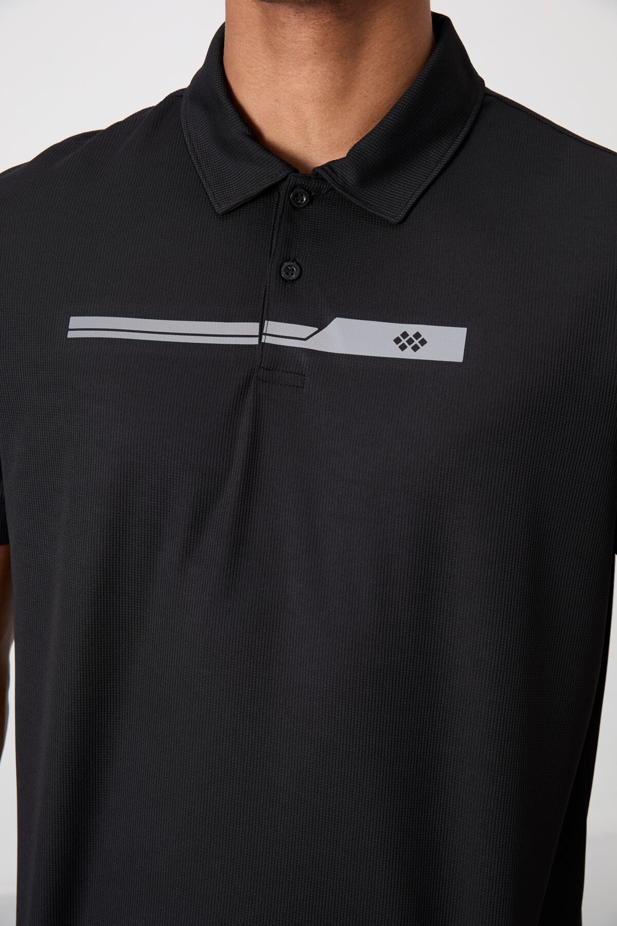 polyester nefes alan dokulu ince esnek standart fit polo yaka erkek performans t-shirt - 88393 - Justyol