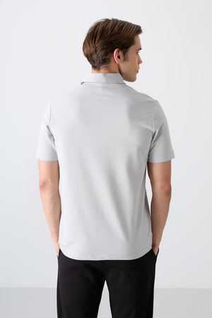 pamuklu kalin yumuşak dokulu standart fit basic polo yaka erkek t-shirt - 88348 - Justyol