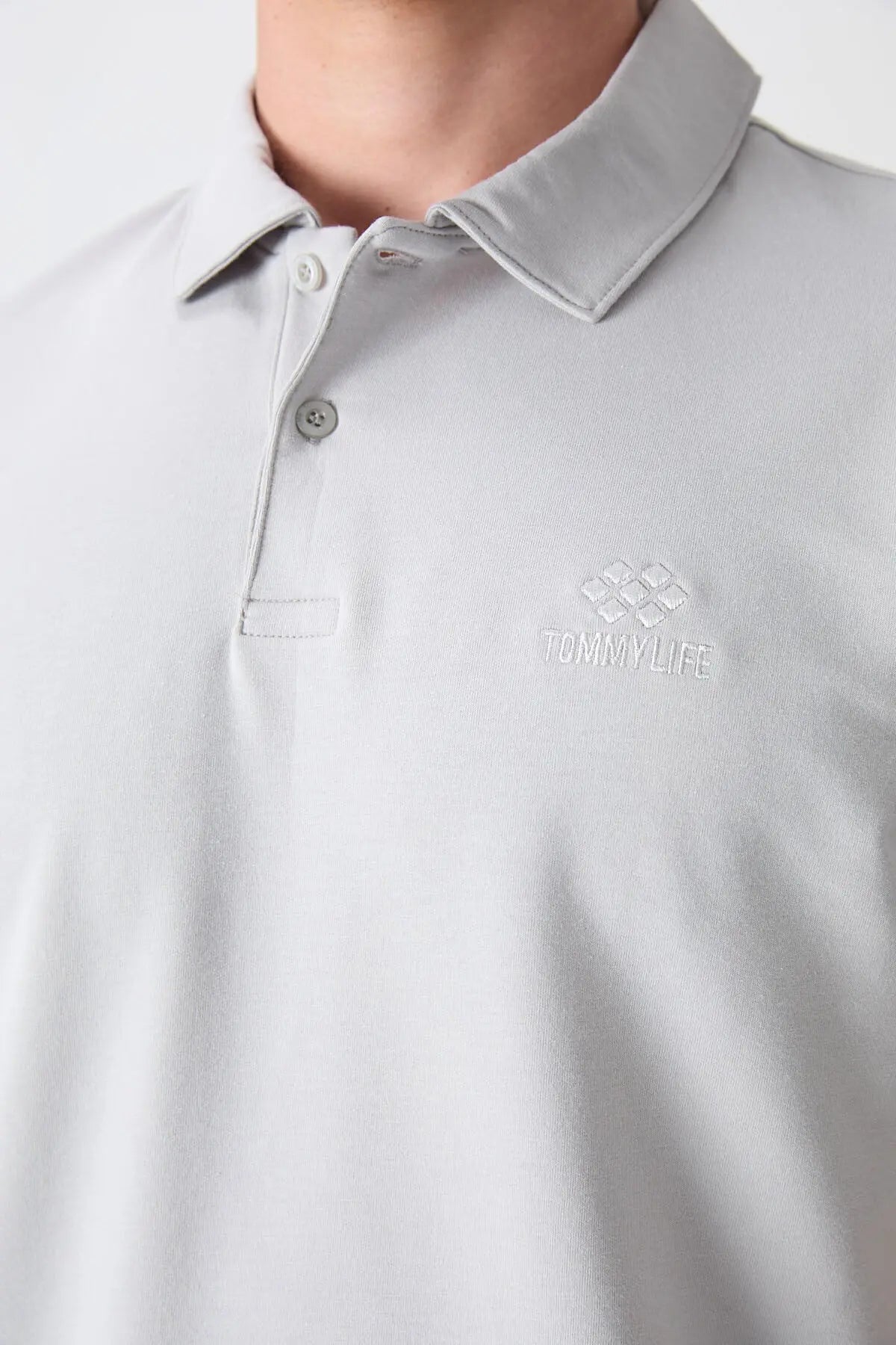 basic logolu standart kalip triko polo yaka erkek t-shirt - 87748 - Justyol