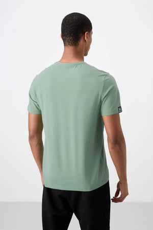 basic kisa kol standart kalip v yaka erkek t-shirt - 87912 - Justyol