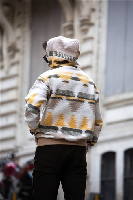 etnik desen oversize sweatshirt - Justyol