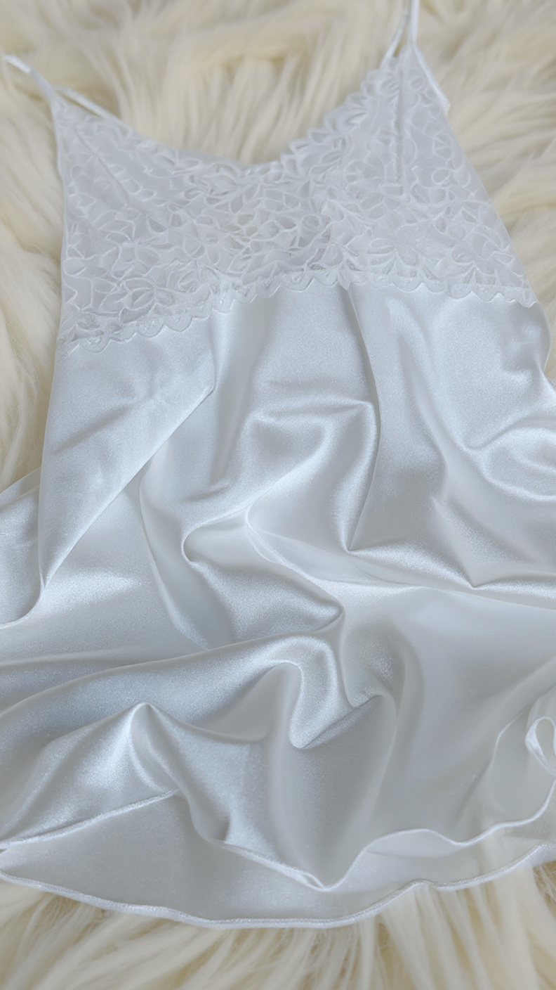 Nightdress 118 -Satin Nightgown with Refined Lace Detailing Erotica