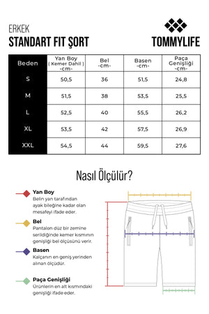 pamuklu kalin yumuşak dokulu standart fit basic erkek şort - 81281 - Justyol