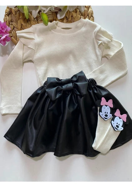 Özge Başaran Leather Skirt, Bodysuit And Knee High Socks JKids