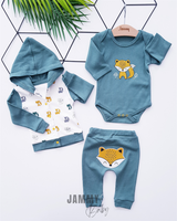 Fox Figured Cardigan 3-Piece Set-GREEN