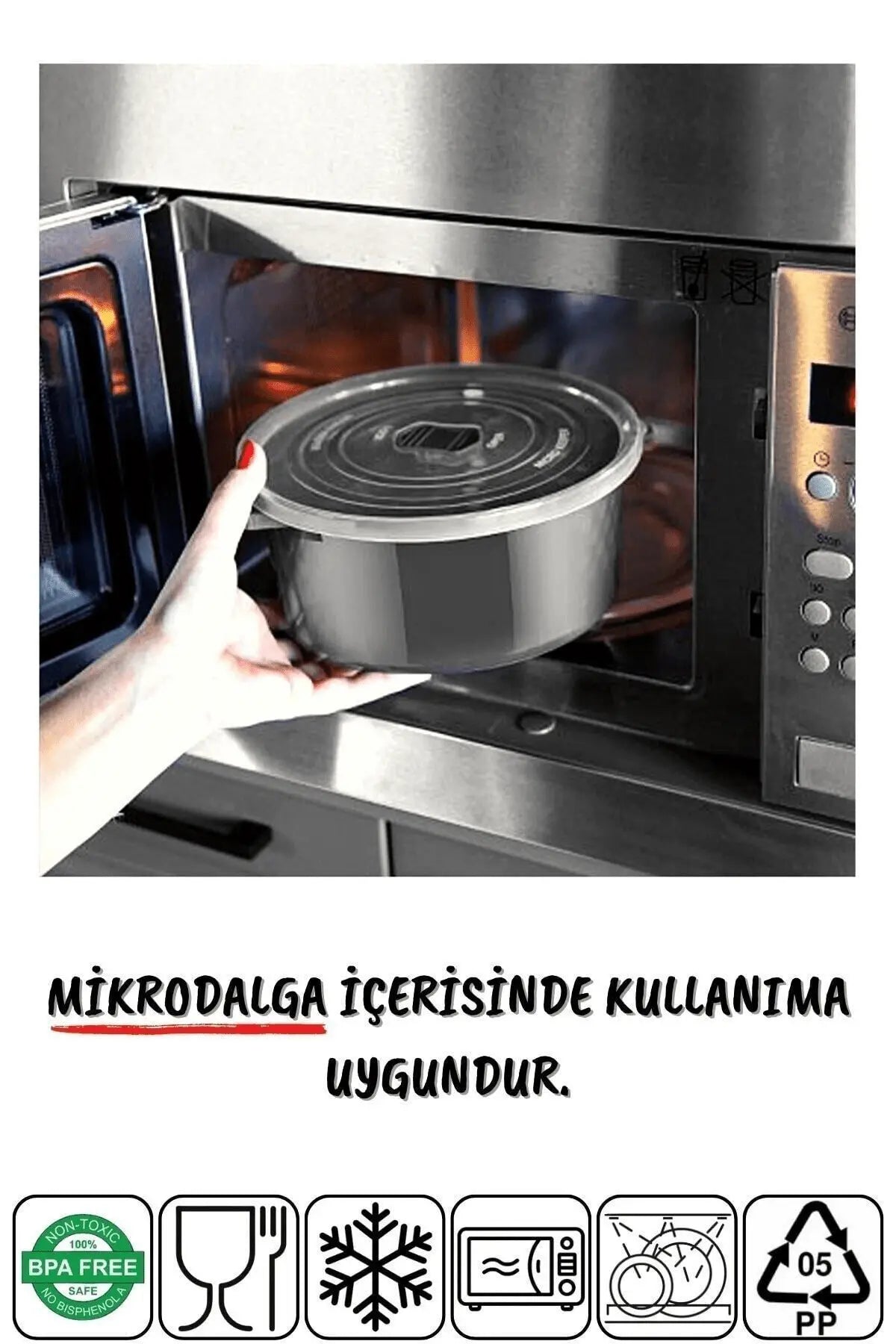 Mikrodalga Ve Difrizde Kullanılabilen Saklama Kabı Seti Yuvarlak 12'li Mürdüm - Justyol