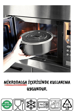 Mikrodalga Ve Difrizde Kullanılabilen Saklama Kabı Seti Yuvarlak 12'li Mürdüm - Justyol