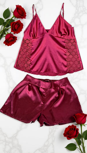 Nightsuit 138 -Satin Sleep Set with Delicate Lace Sides Erotica