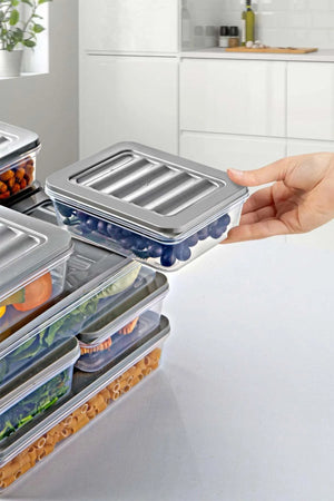 Set de 9 récipients Freshbox adaptés au micro - ondes et au congélateur - Gris - Justyol
