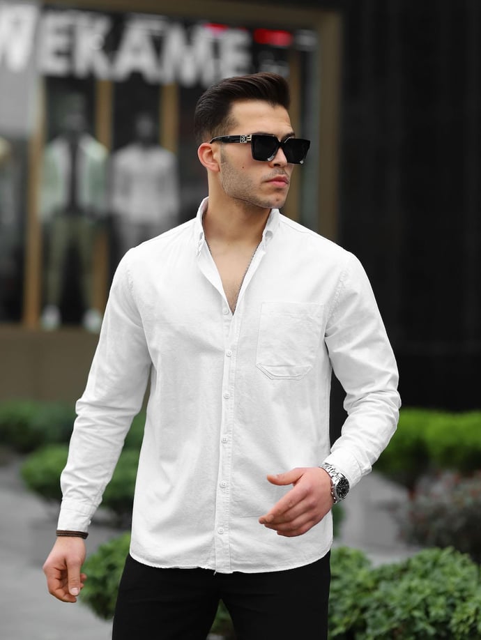 Gabardin Gömlek - Beyaz - Justyol