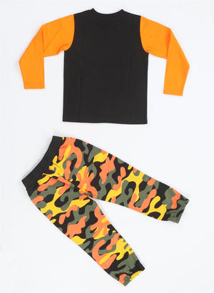 gamer erkek çocuk kamuflaj pantolon + t-shirt takim - Justyol
