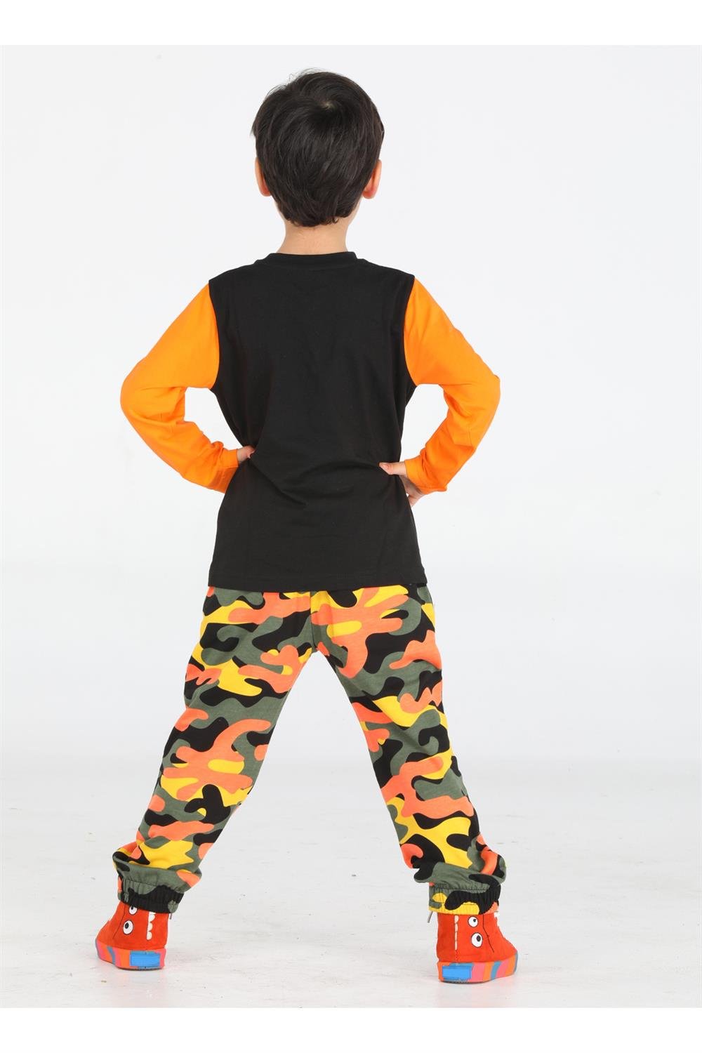 gamer erkek çocuk kamuflaj pantolon + t-shirt takim - Justyol