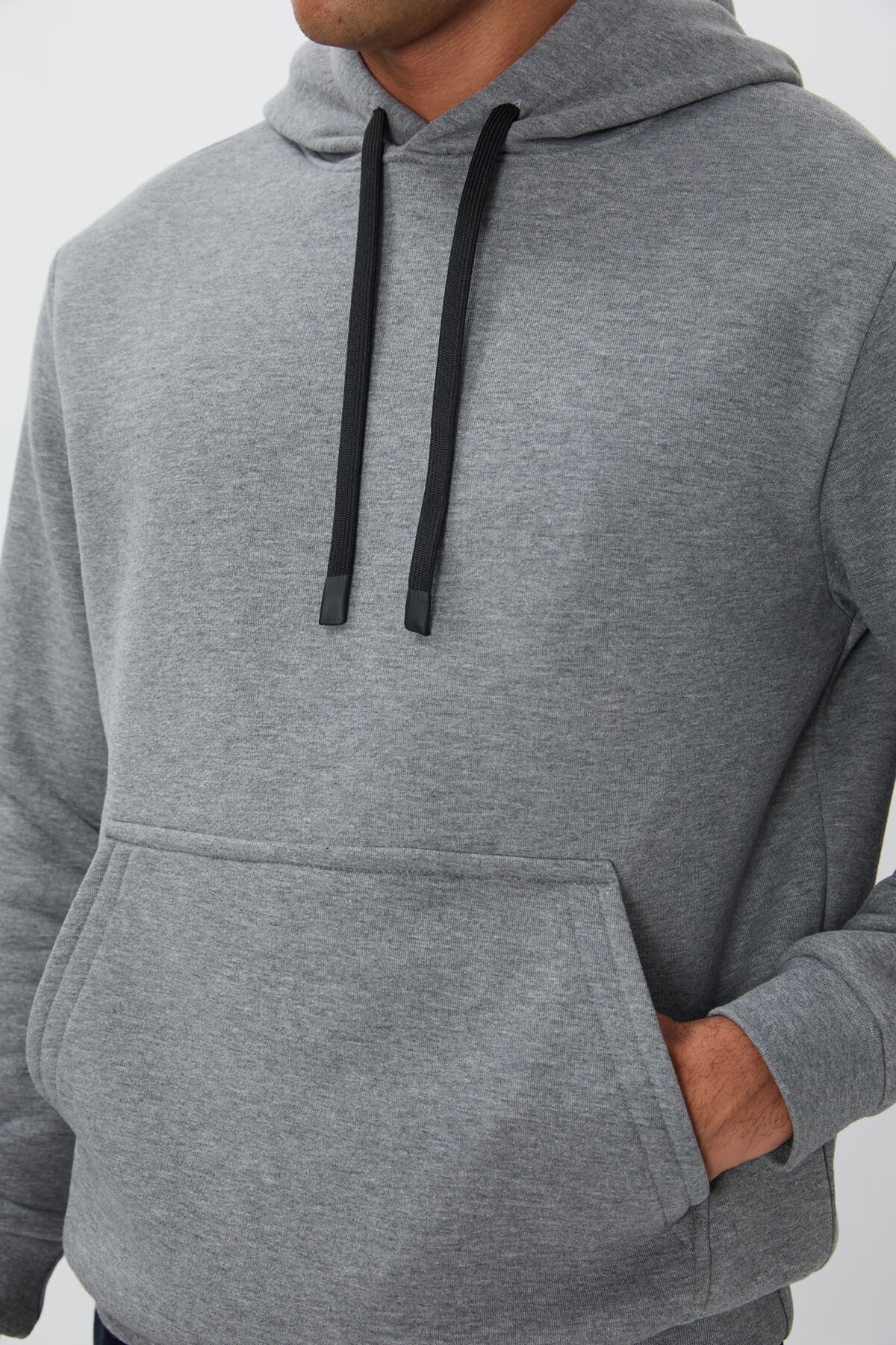pamuklu kalin içi tüylü yumuşak dokulu comfort fit nakişli erkek sweatshirt - 88419 - Justyol