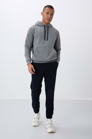 pamuklu kalin içi tüylü yumuşak dokulu comfort fit nakişli erkek sweatshirt - 88419 - Justyol
