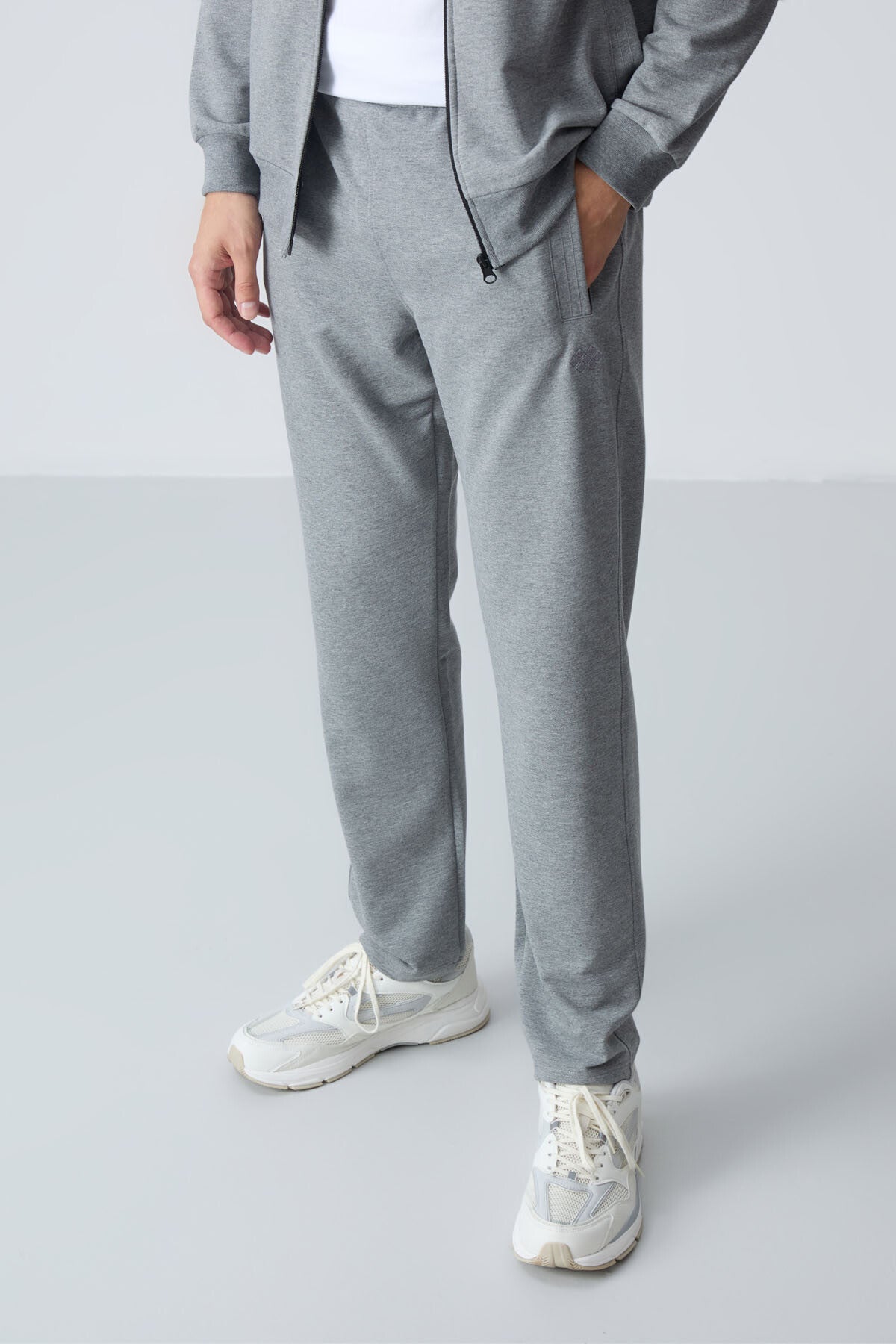 lacivert pamuklu kalin yumuşak dokulu comfort fit basic erkek eşofman takim - 85260 - Justyol