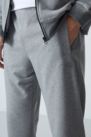 lacivert pamuklu kalin yumuşak dokulu comfort fit basic erkek eşofman takim - 85260 - Justyol