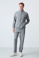 lacivert pamuklu kalin yumuşak dokulu comfort fit basic erkek eşofman takim - 85260 - Justyol
