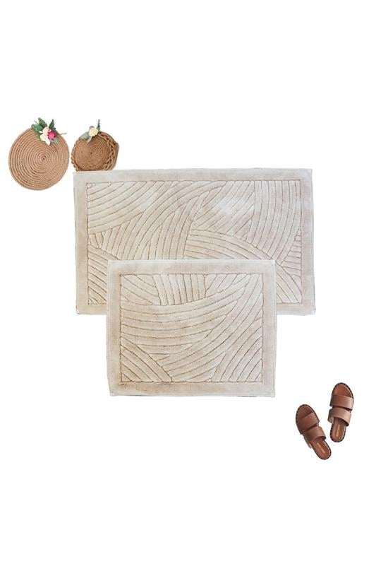 geometrik desen 2li set banyo paspas takimi %100 doğal pamuklu paspas klozet takimi Justyol