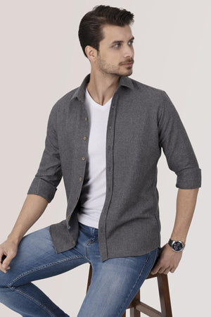 Füme Düz Oduncu Slimfit Kutulu Gömlek - 6488 - Justyol