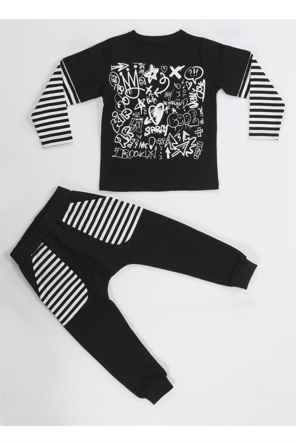 grafiti erkek çocuk pantolon + t-shirt takim - Justyol